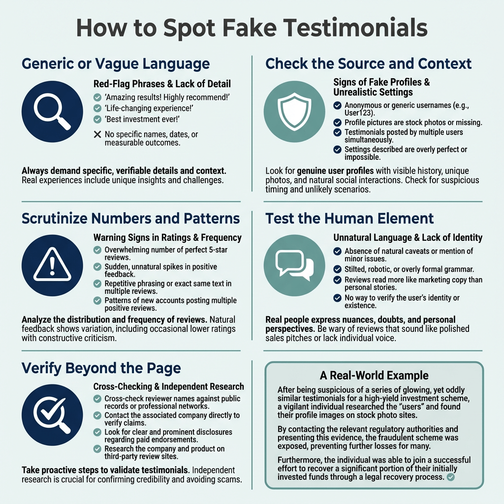 How to spot fake testimonials infographic