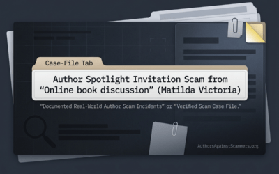 Case Study: Author Spotlight Invitation Scam from “Online book discussion” (Matilda Victoria)