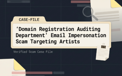 Case Study: “Domain Registration Auditing Department” Email Impersonation Scam Targeting Artists